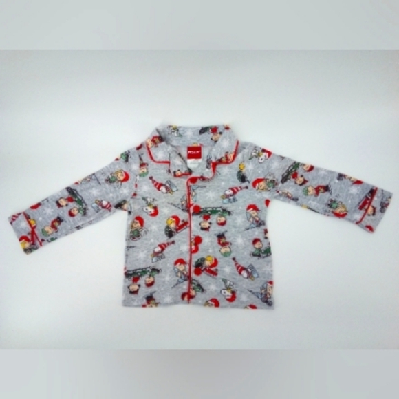 Peanuts Christmas Gray Characters Pajama Set 2T Long Sleeve Warm 2 Piece Set - Picture 3 of 10